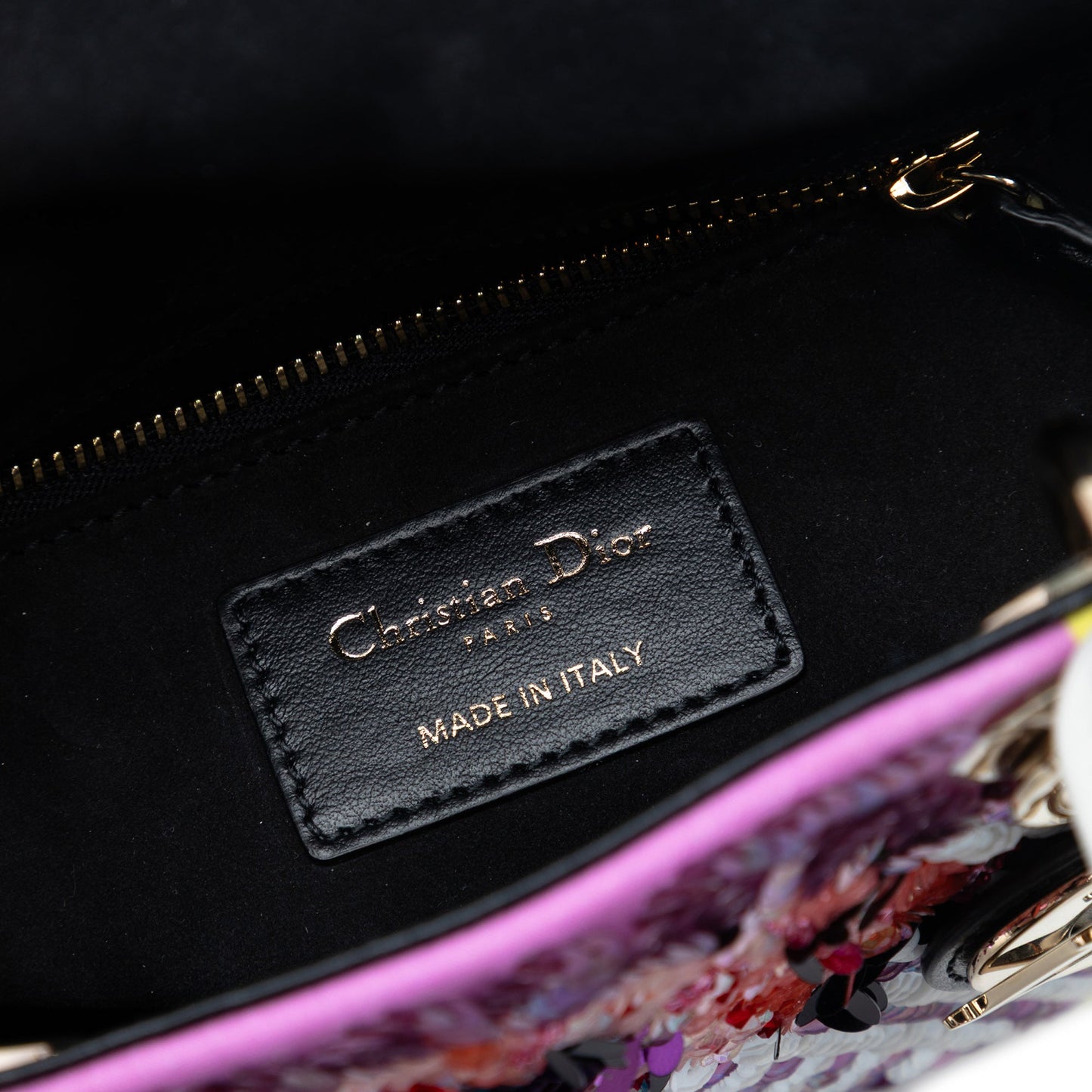 Dior Mini Canvas Sequin Flower Pop Lady Dior
