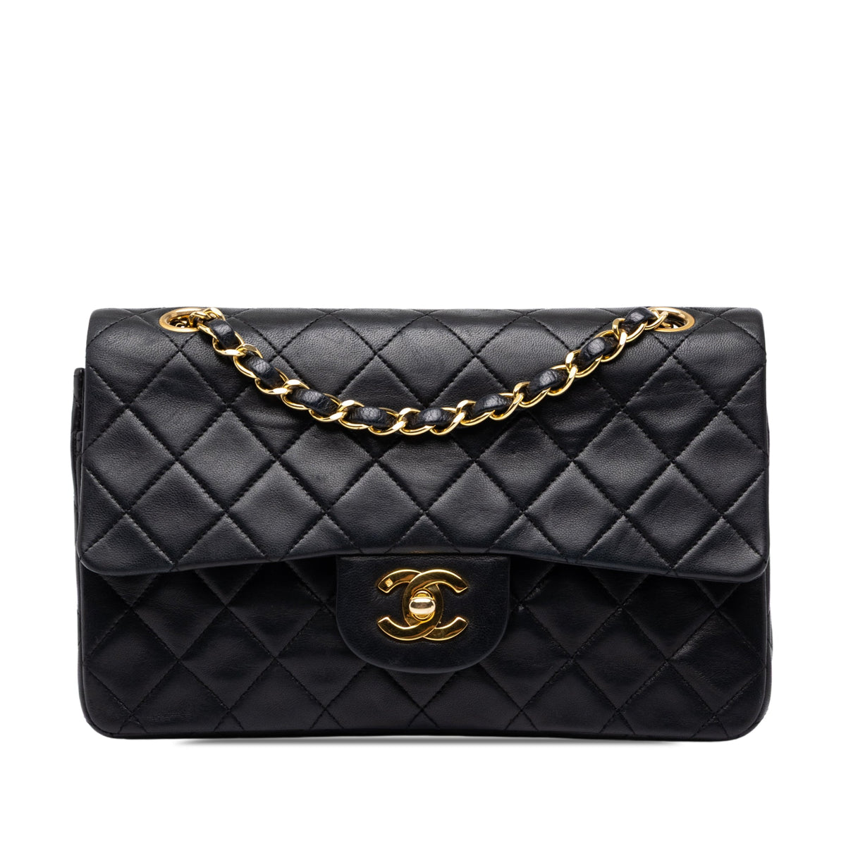 Chanel Small Classic Lambskin Double Flap — Black