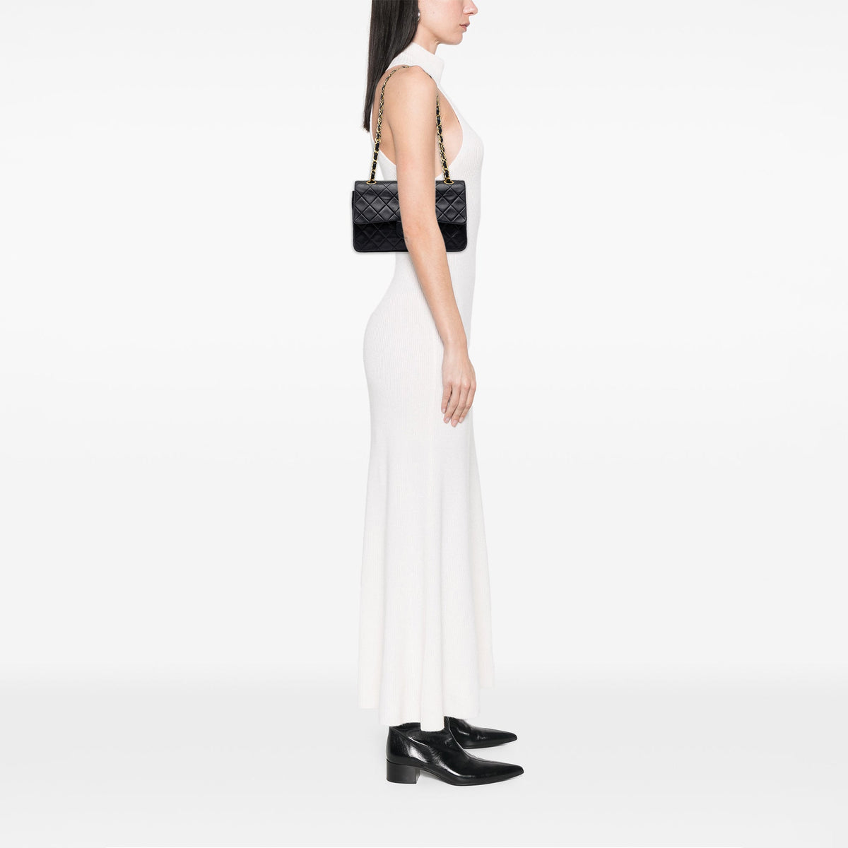 Chanel Small Classic Lambskin Double Flap — Black