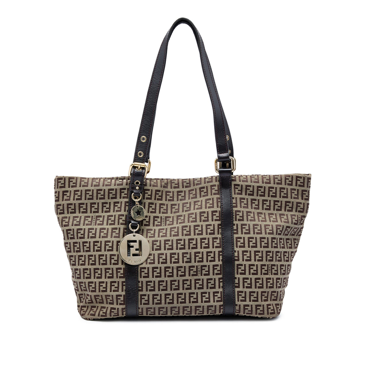 Fendi Zucchino Canvas Superstar Tote — Beige