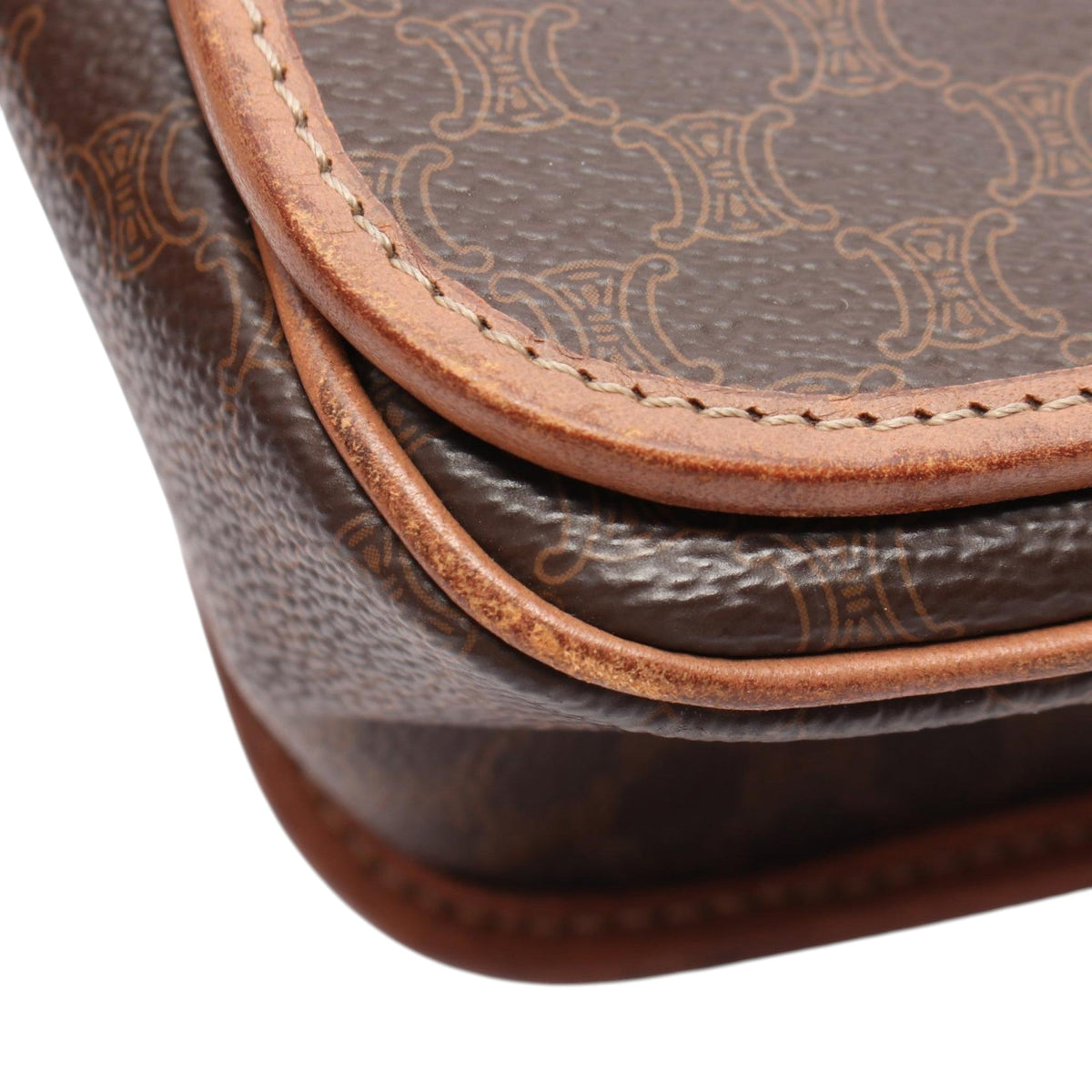 Celine Macadam Coated Canvas Crossbody — Brown