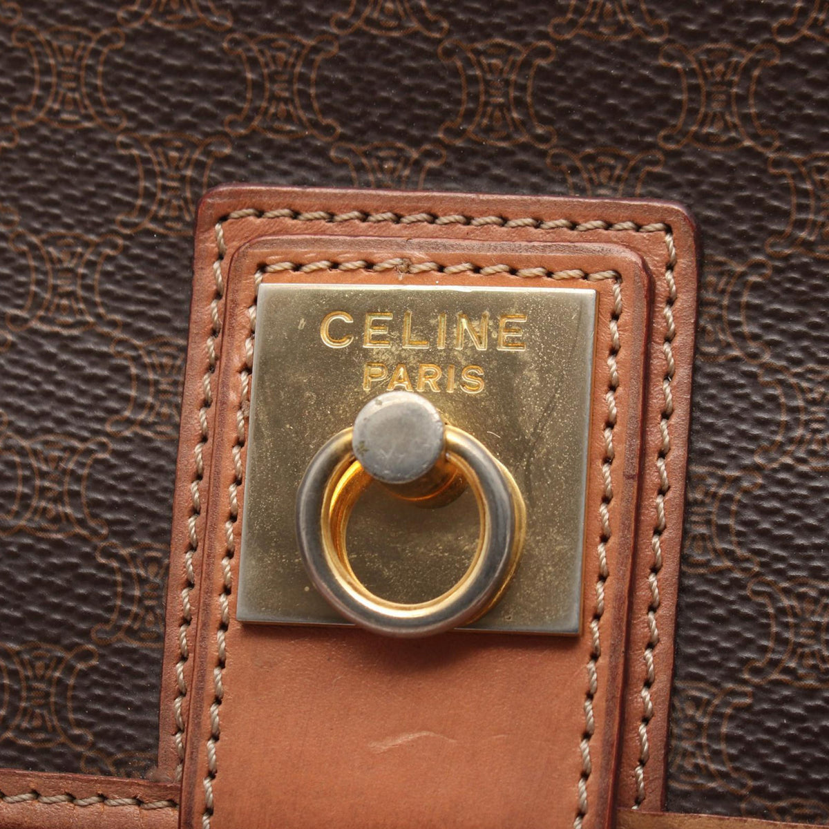 Celine Macadam Coated Canvas Crossbody — Brown