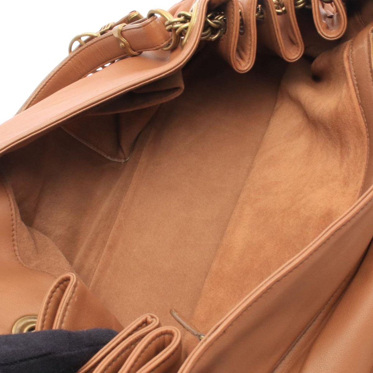 Bottega Veneta Nappa Intrecciato Trimmed Napoli Handbag — Brown