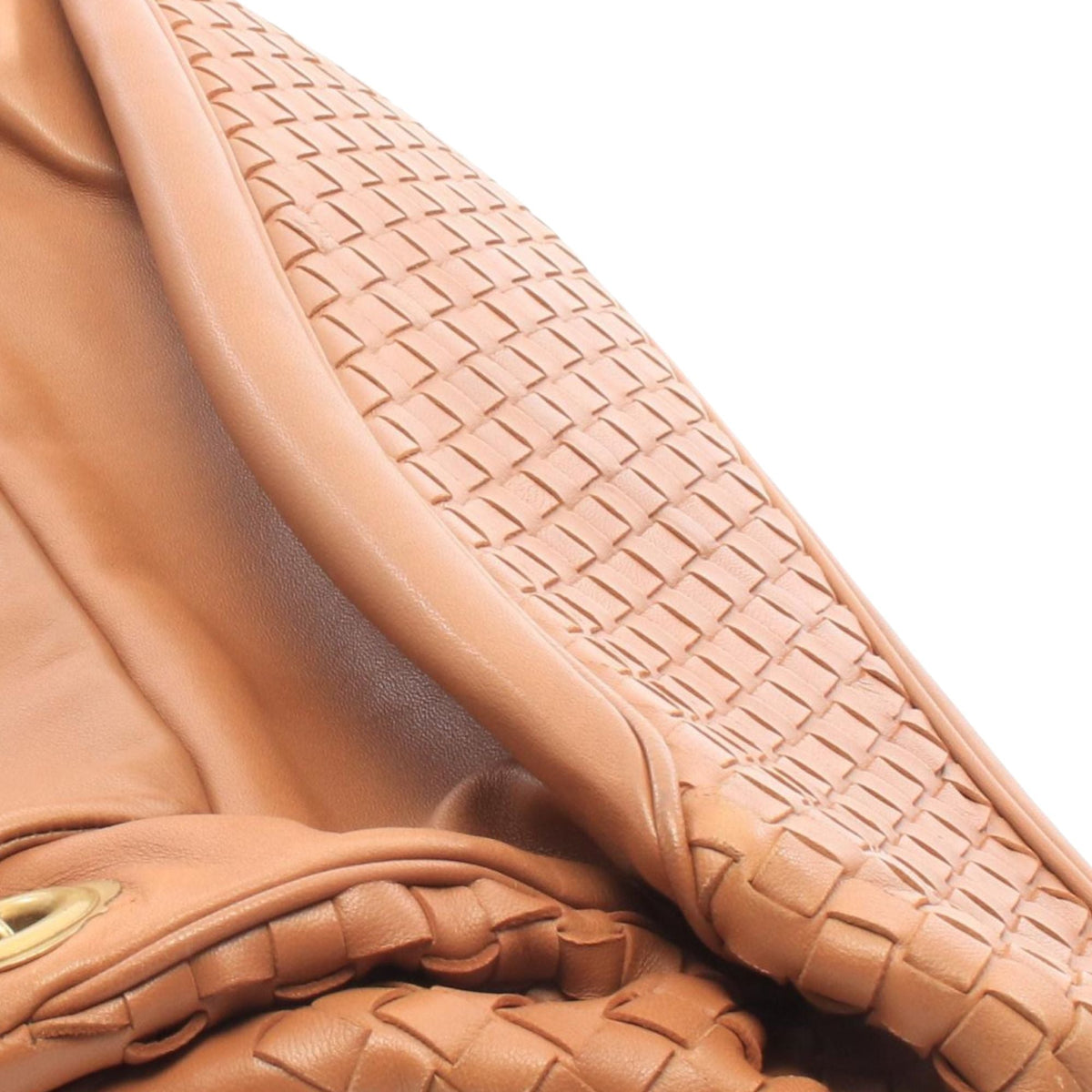 Bottega Veneta Nappa Intrecciato Trimmed Napoli Handbag — Brown