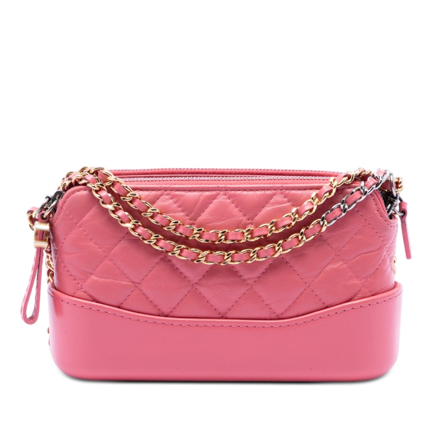 Chanel Quilted Aged Calfskin Gabrielle Double Zip Clutch with Chain