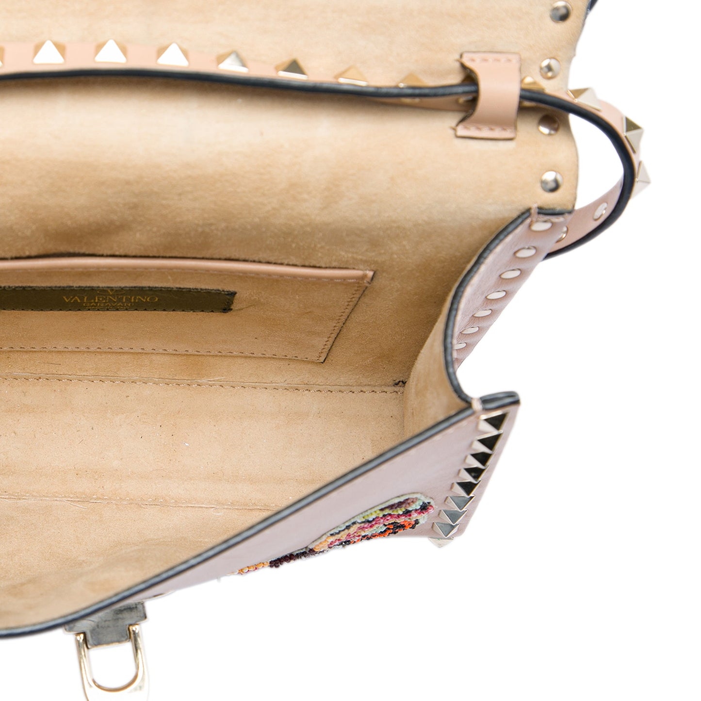 Valentino Medium Beaded Butterfly Embellished Leather Rockstud Flap Crossbody