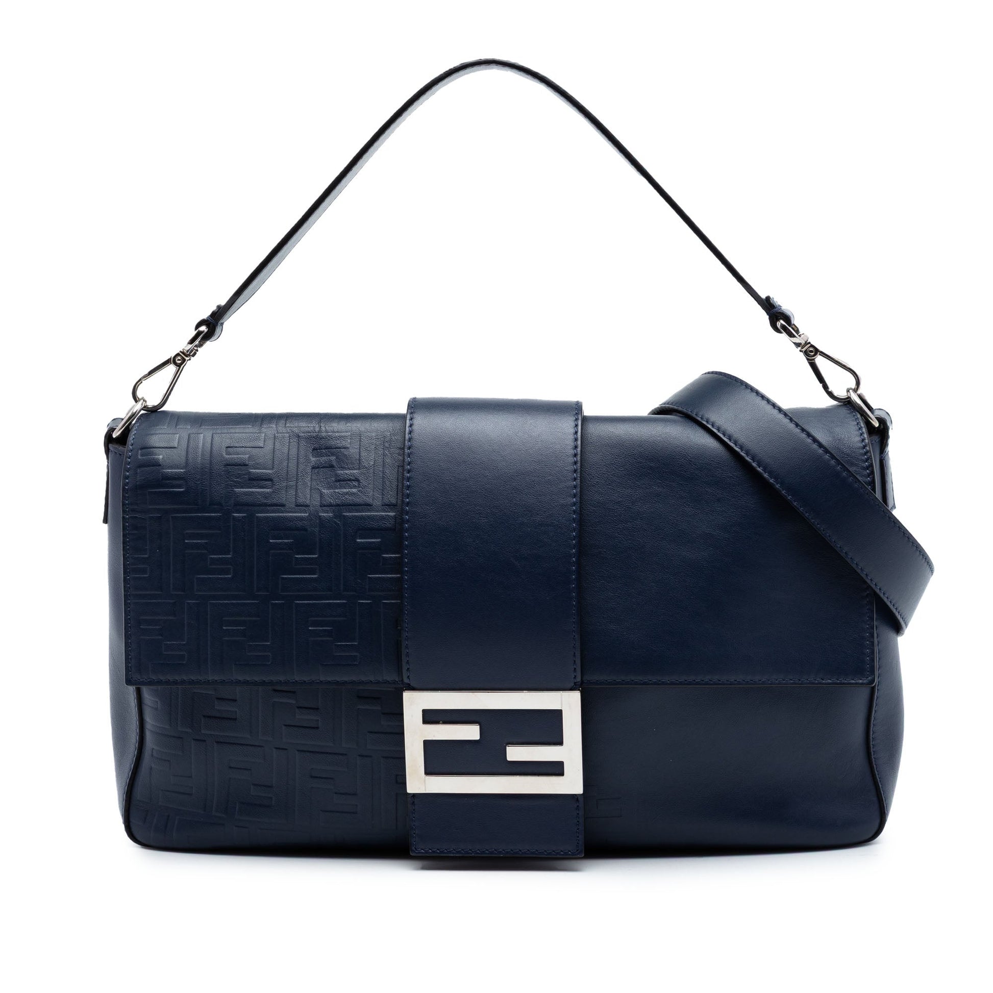 Fendi Large Zucca Embossed Leather Convertible Belt Baguette