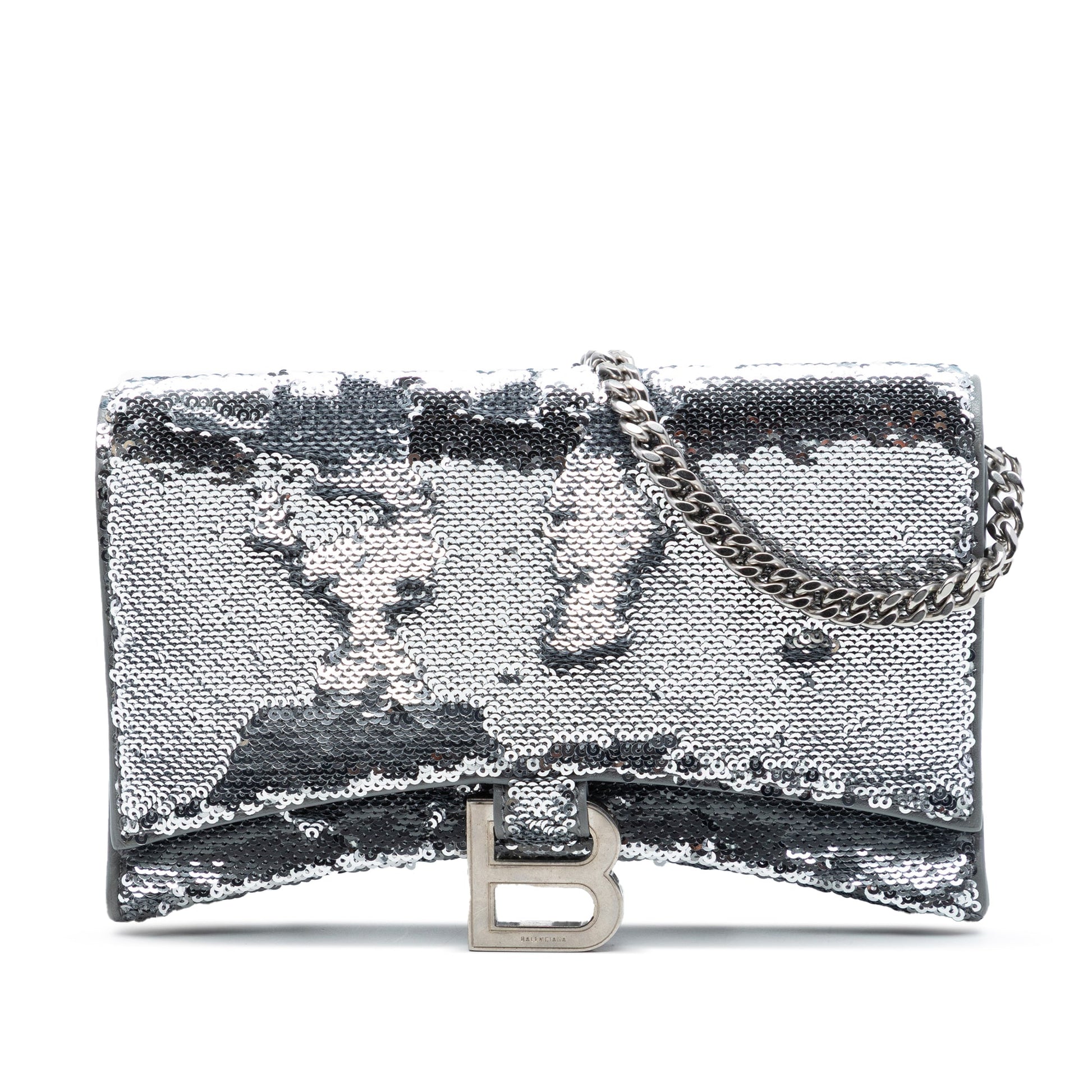 Balenciaga Nappa Sequin Hourglass Wallet on Chain