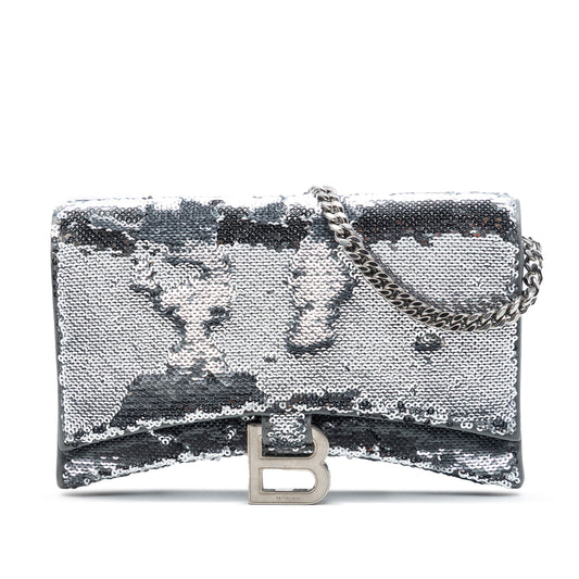 Balenciaga Nappa Sequin Hourglass Wallet on Chain