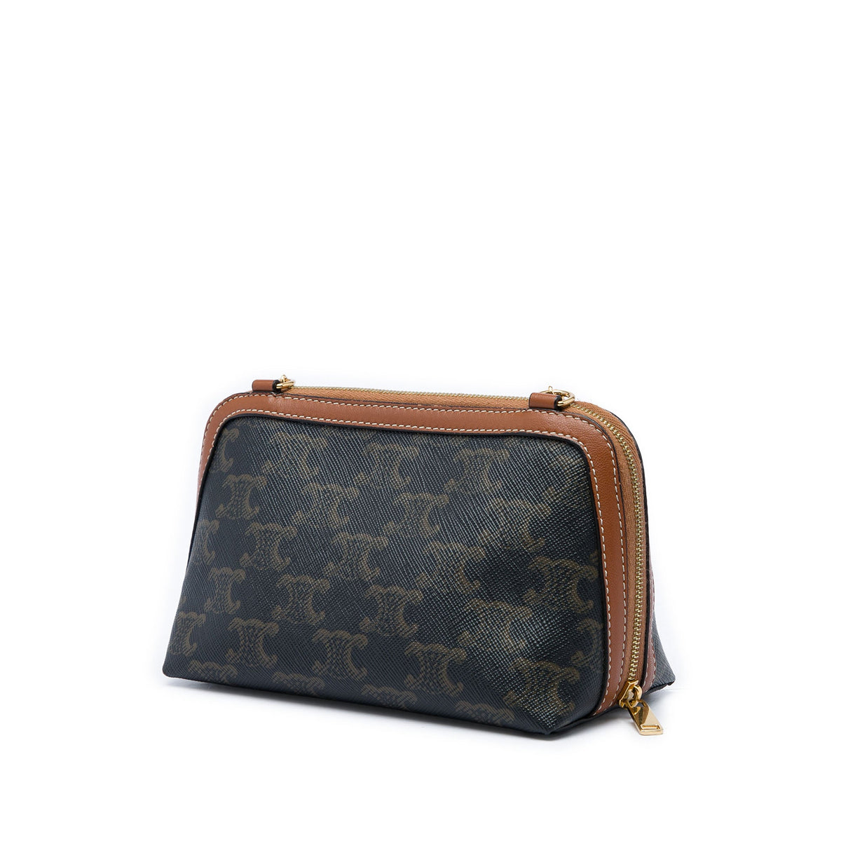 Celine Triomphe Coated Canvas Clutch On Chain