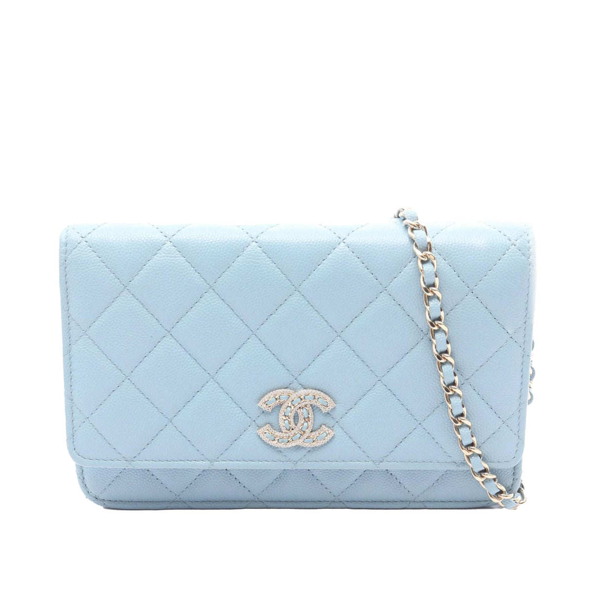 Chanel Quilted Caviar Crystal Enamel CC Wallet On Chain