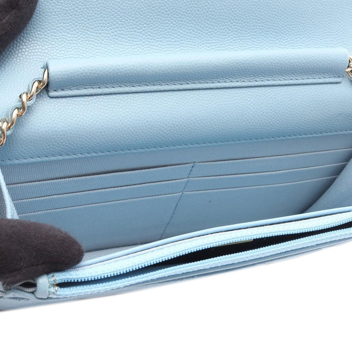 Chanel Quilted Caviar Crystal Enamel CC Wallet On Chain