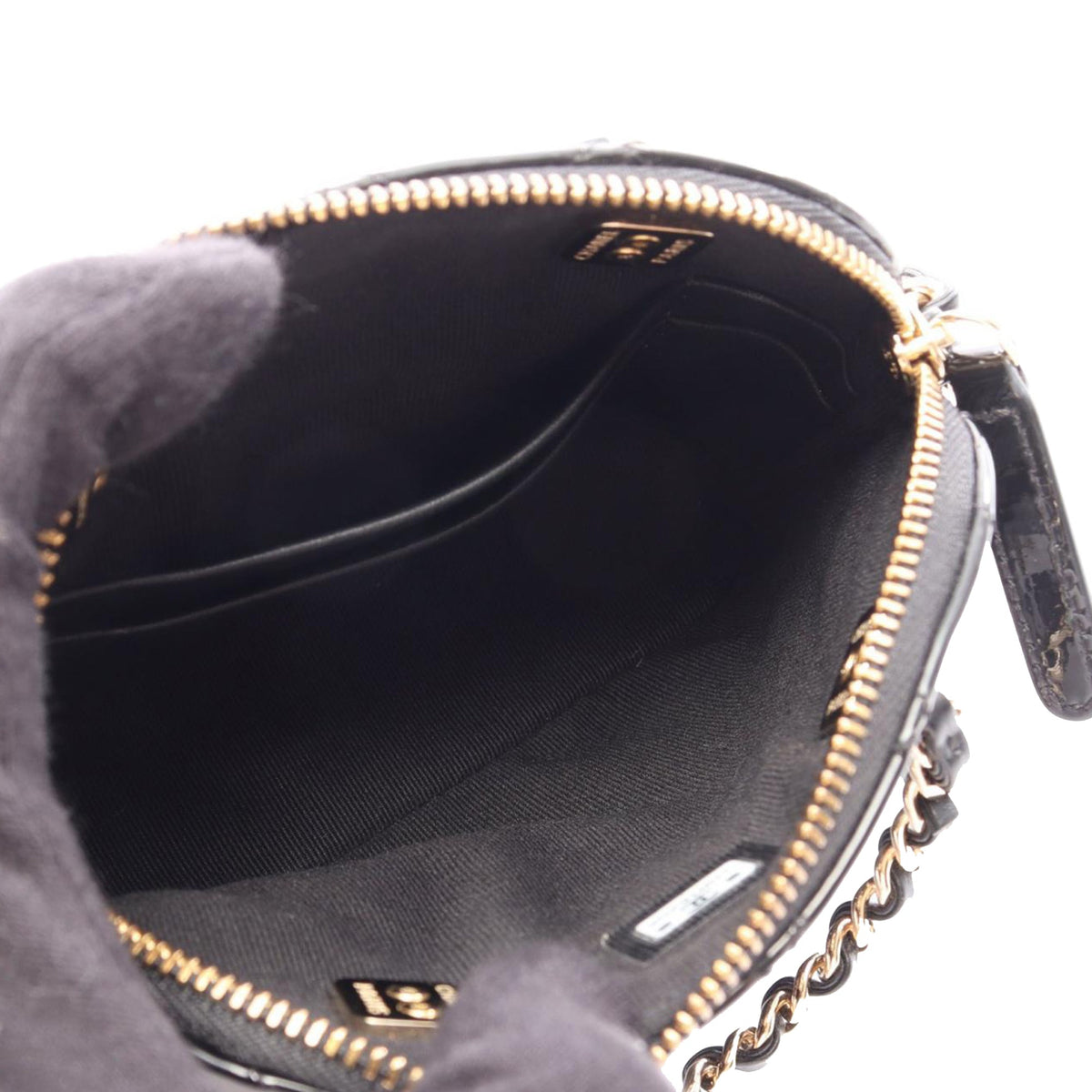 Chanel CC Quilted Patent Dome Satchel — Black