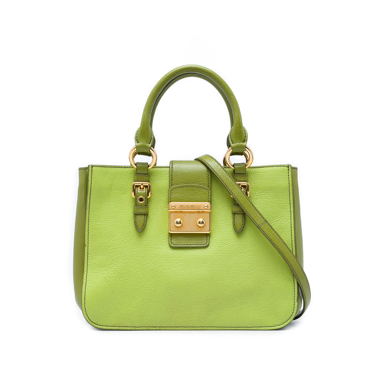 Miu Miu Bicolor Goatskin Madras Satchel