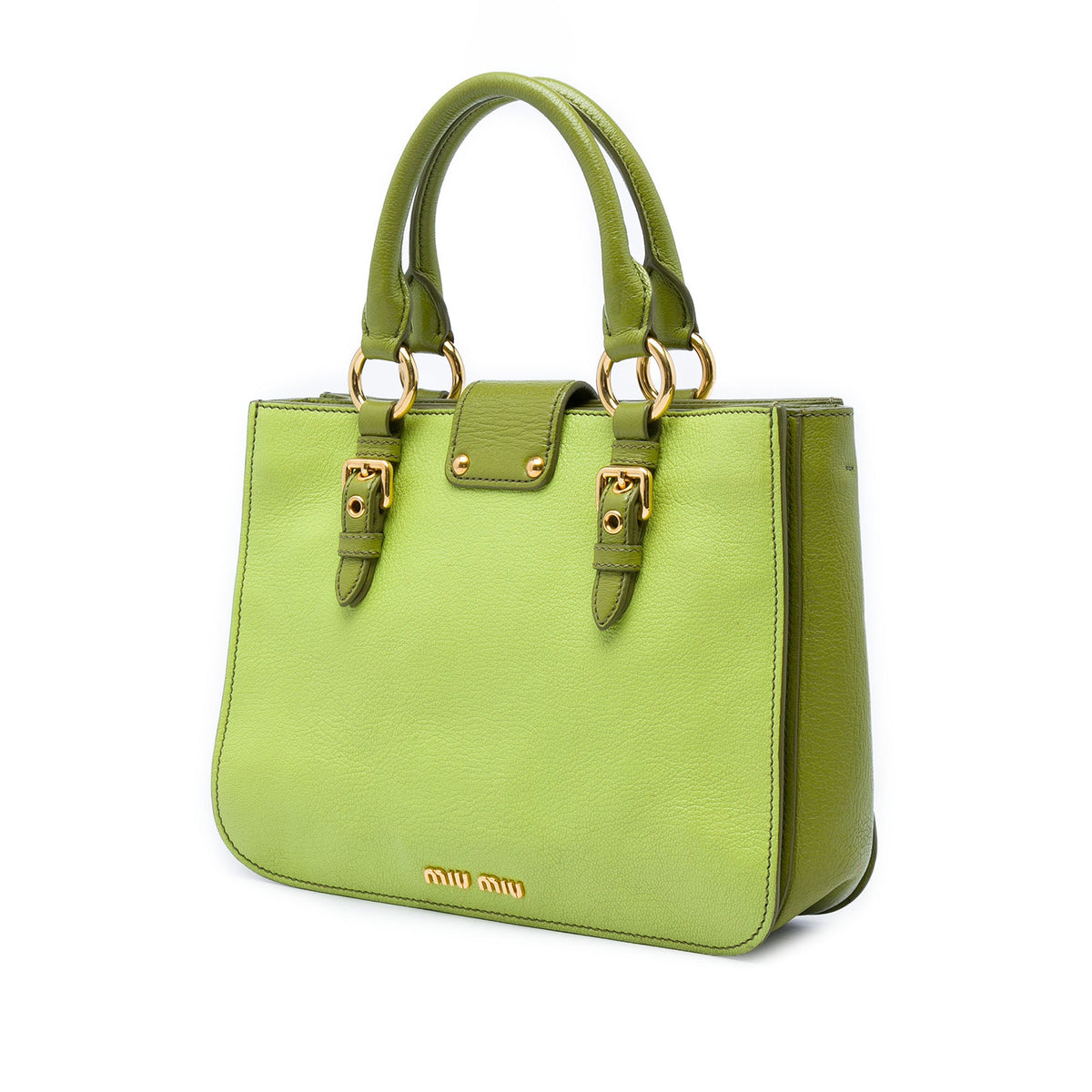 Miu Miu Bicolor Goatskin Madras Satchel