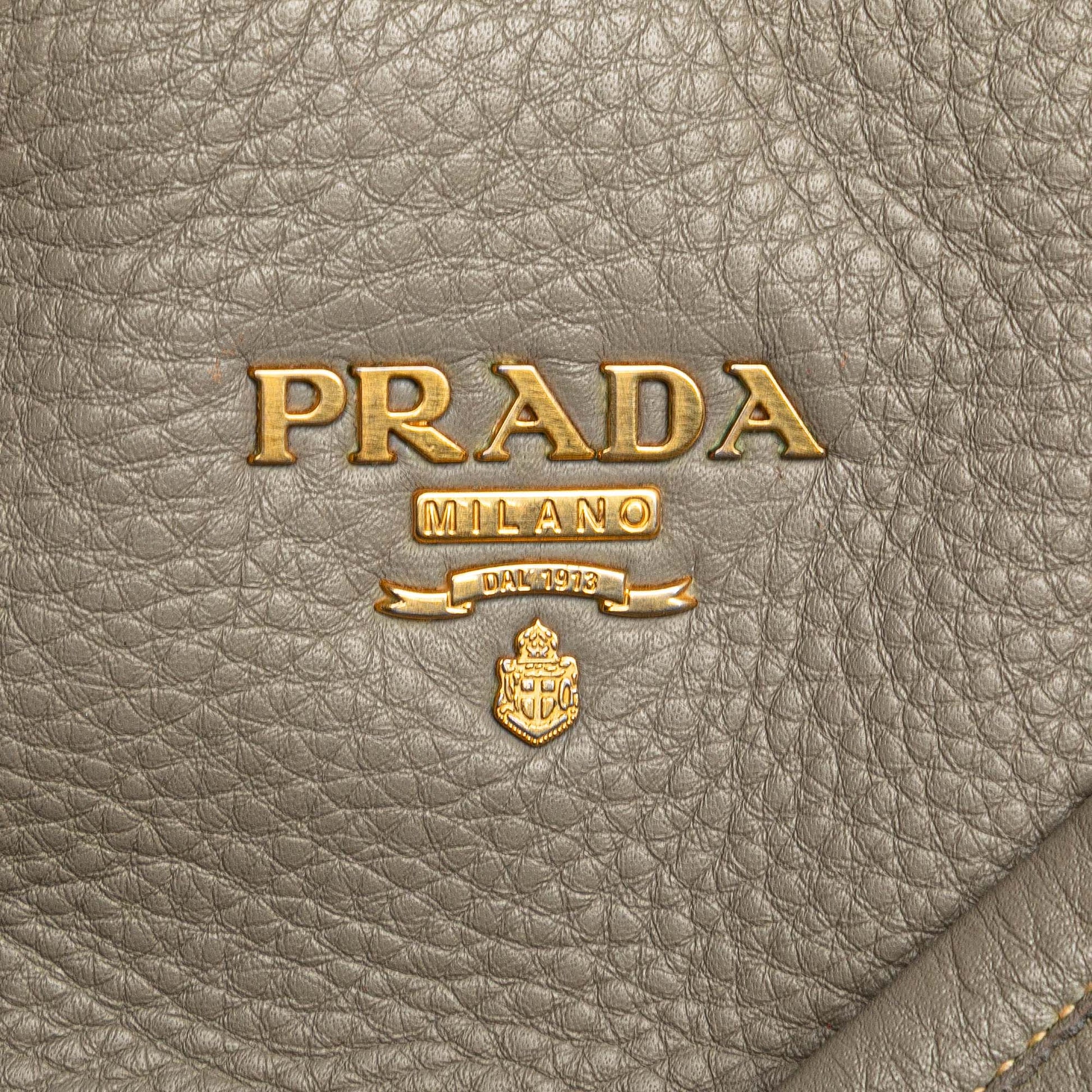 Prada Vitello Daino Side Zip Shopper Tote