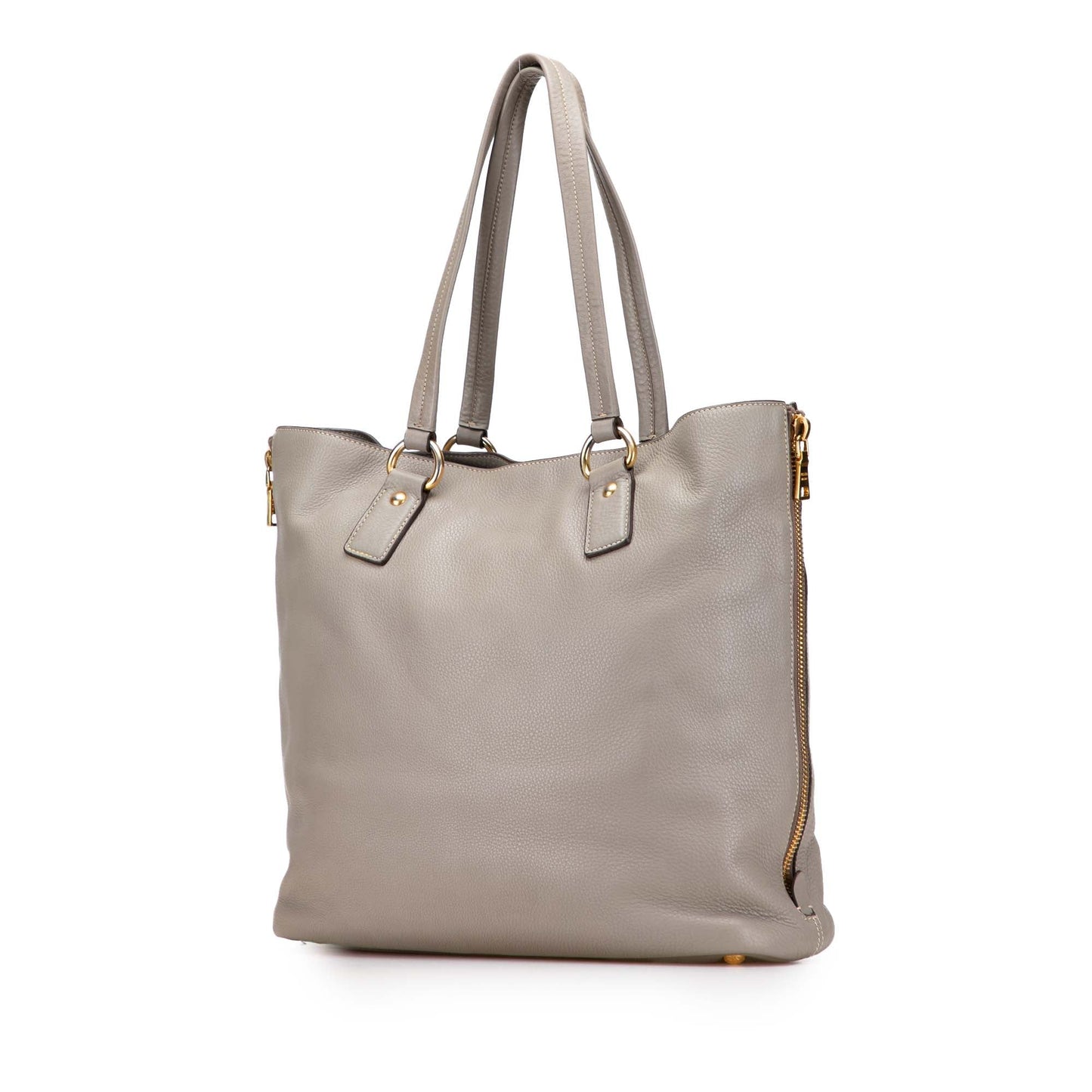 Prada Vitello Daino Side Zip Shopper Tote