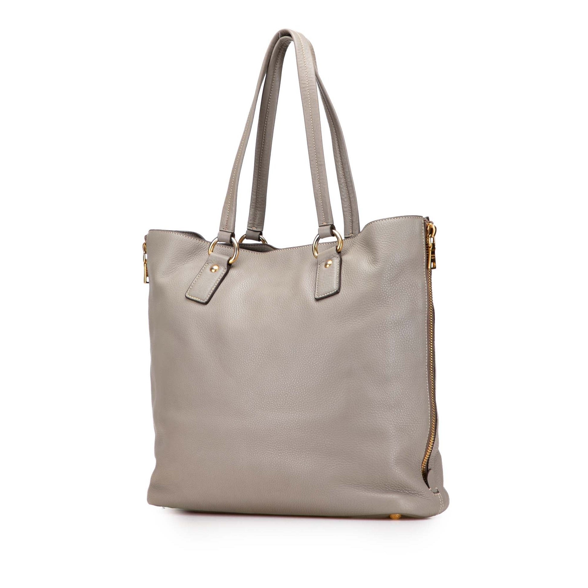 Prada Vitello Daino Side Zip Shopper Tote