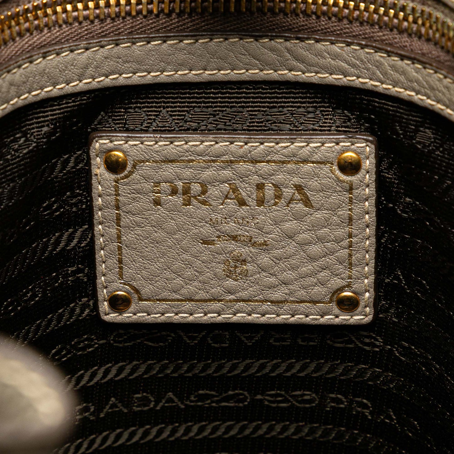 Prada Vitello Daino Side Zip Shopper Tote