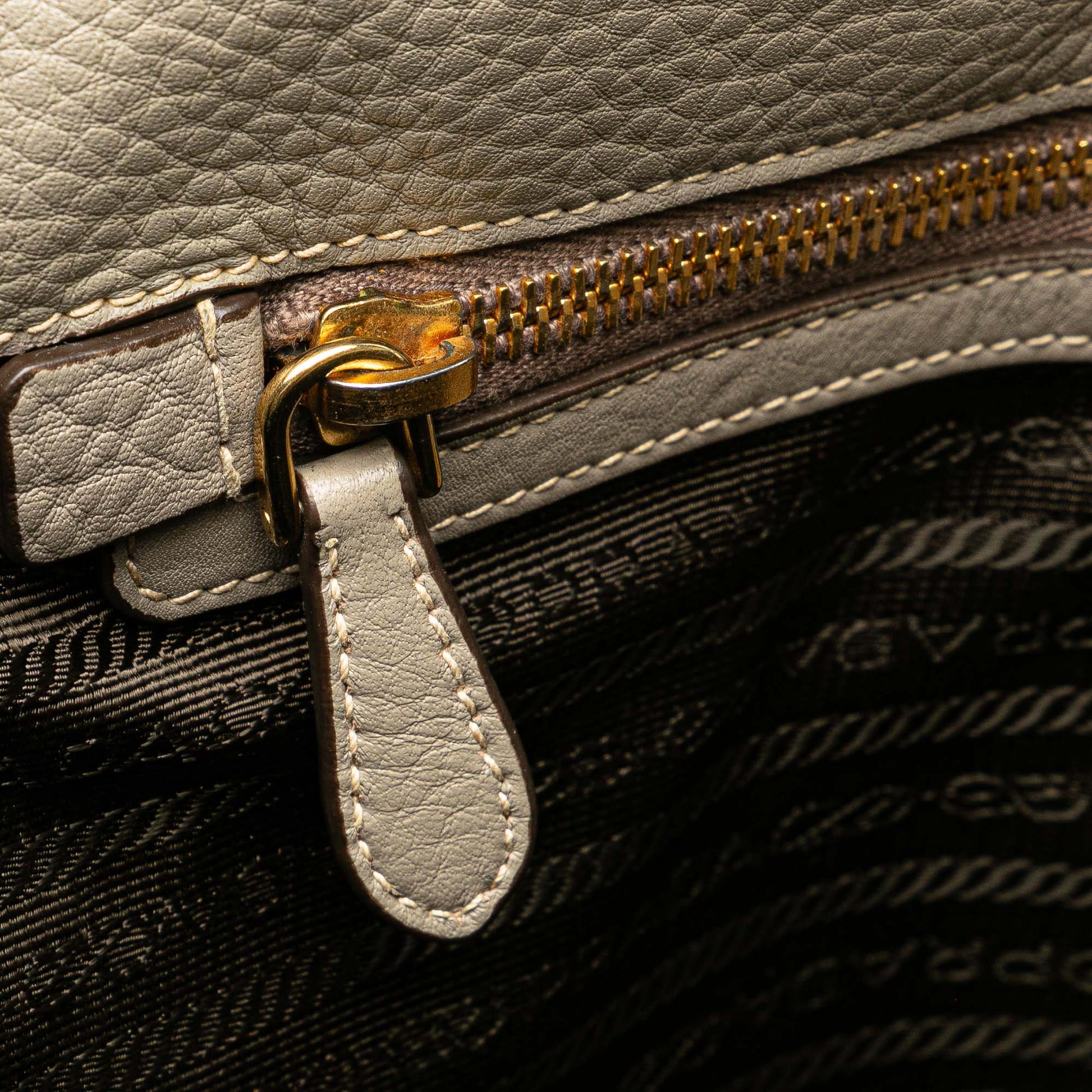 Prada Vitello Daino Side Zip Shopper Tote