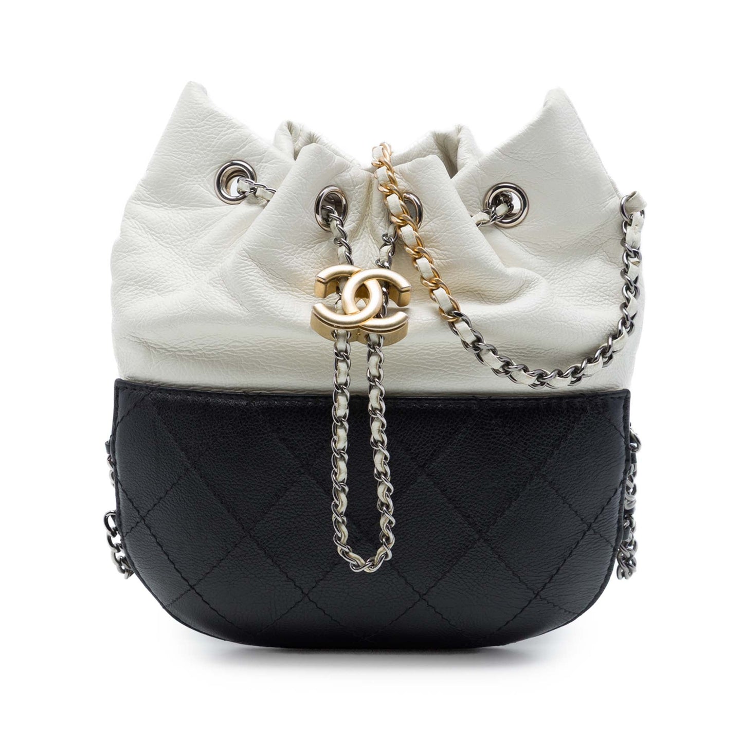 Chanel Small Bicolor Quilted Calfskin Gabrielle Bucket Bag