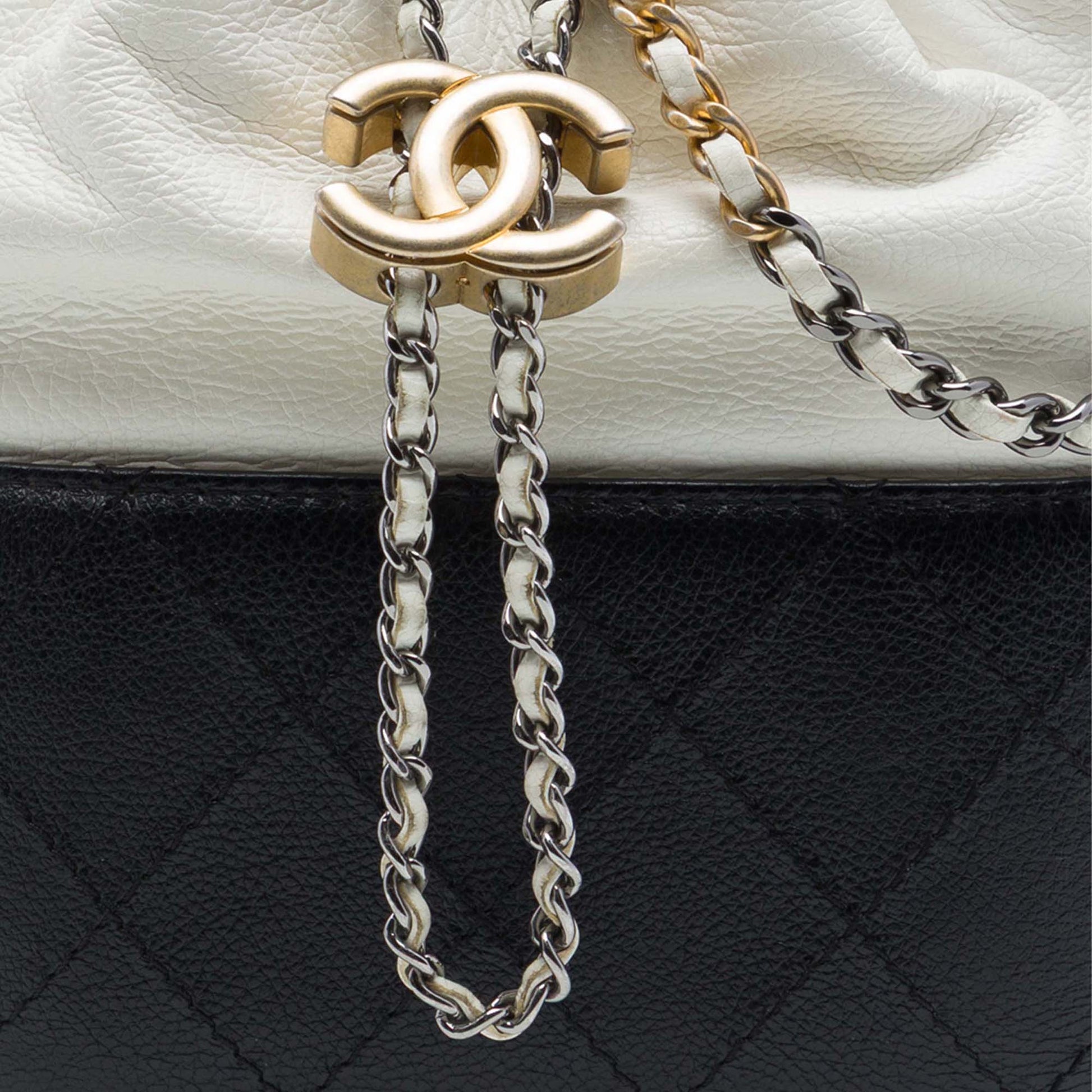 Chanel Small Bicolor Quilted Calfskin Gabrielle Bucket Bag