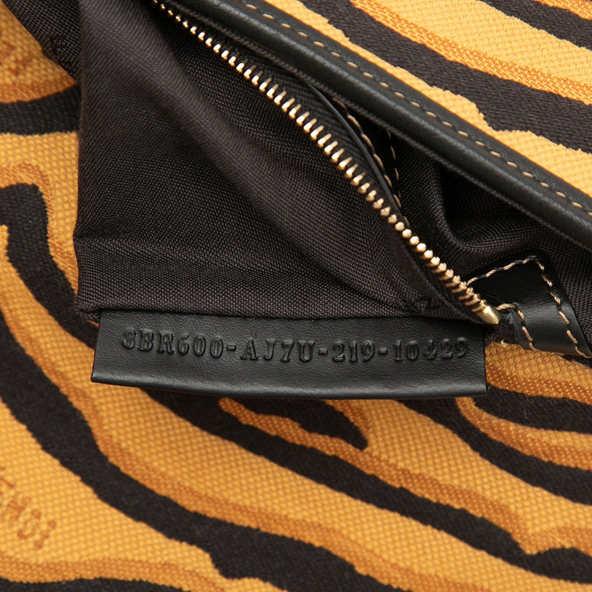 Fendi Embroidered Canvas Tiger Print Baguette Satchel