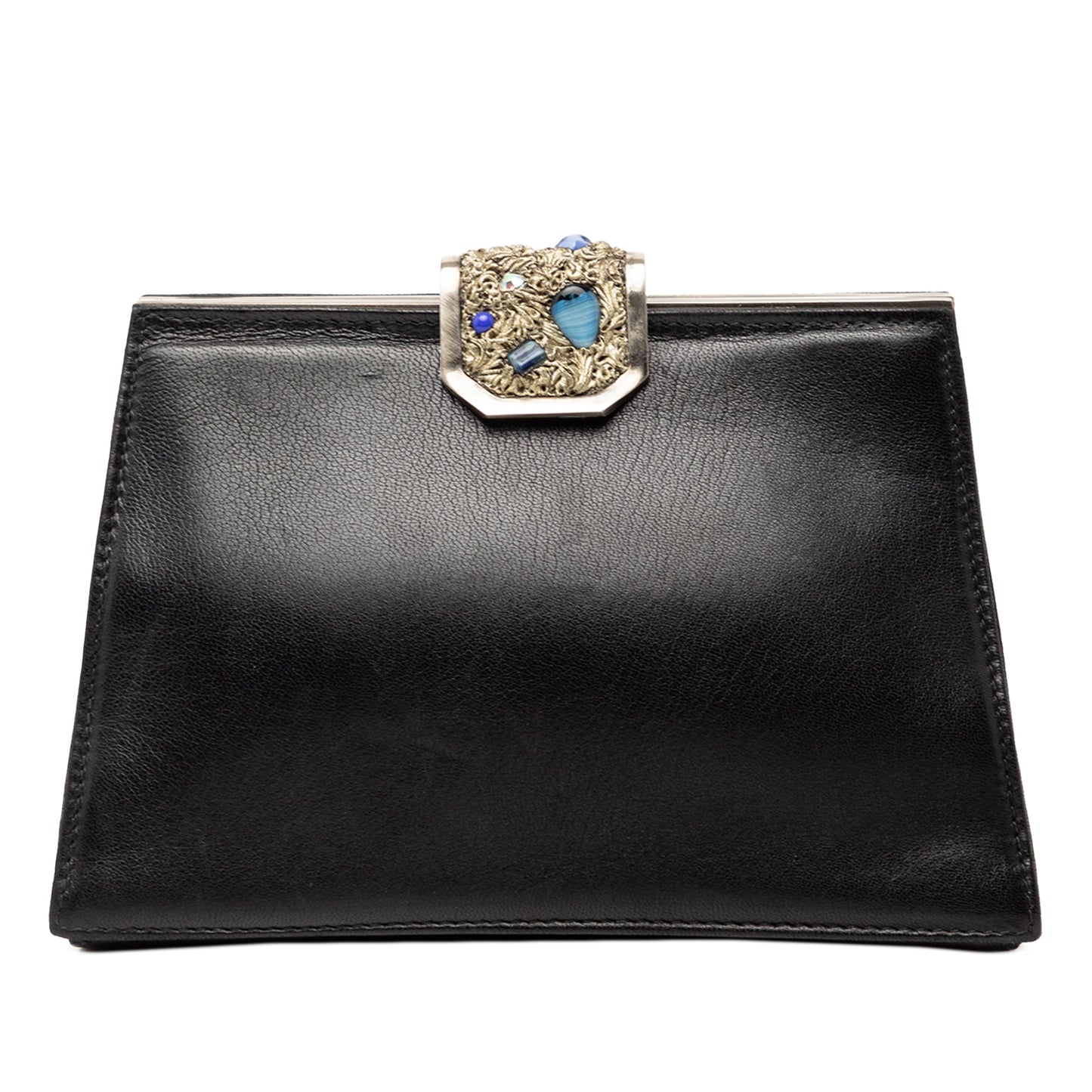 Gucci Leather Crystal Embellished Frame Clutch