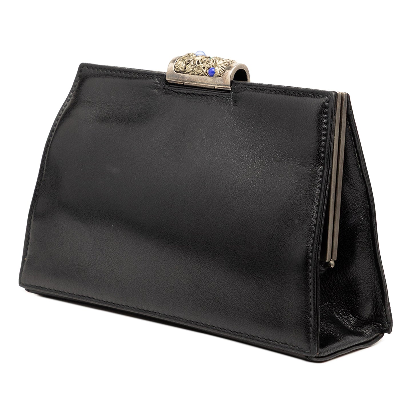 Gucci Leather Crystal Embellished Frame Clutch