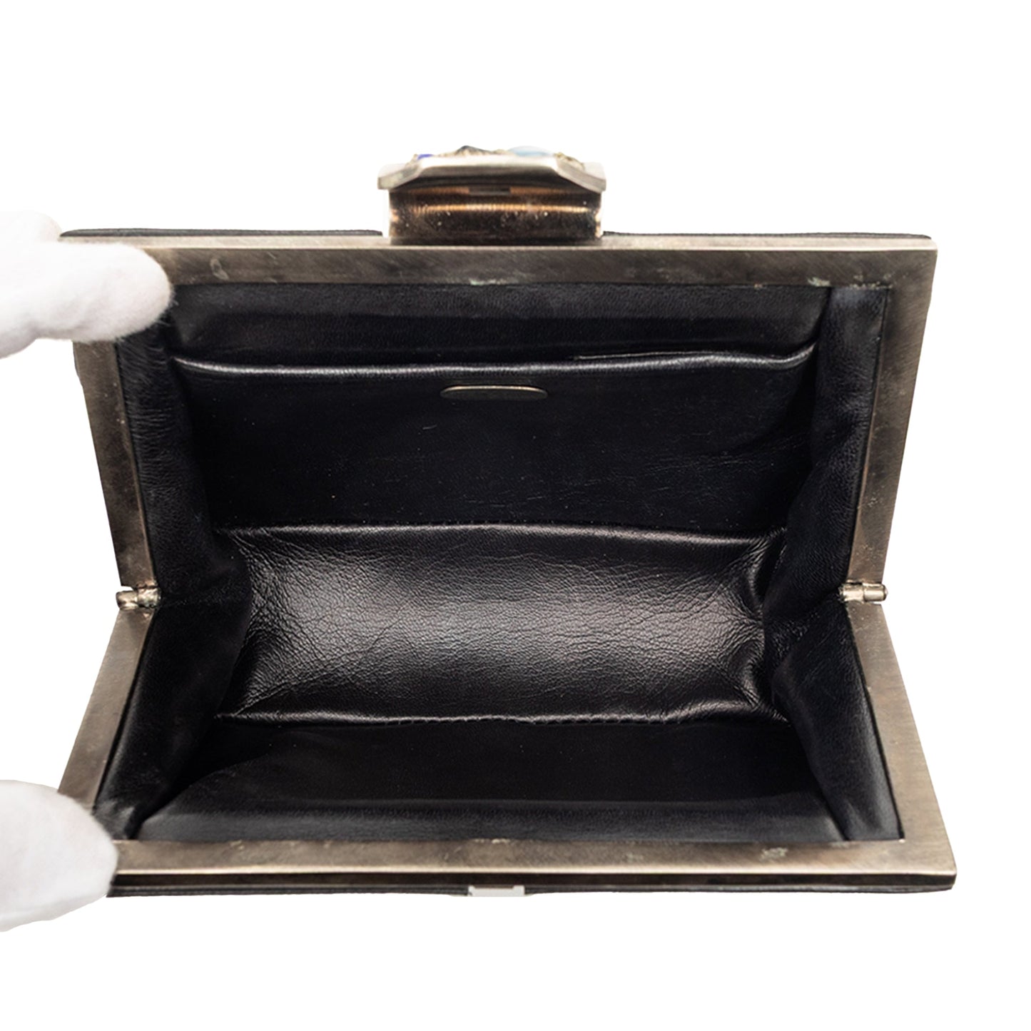 Gucci Leather Crystal Embellished Frame Clutch