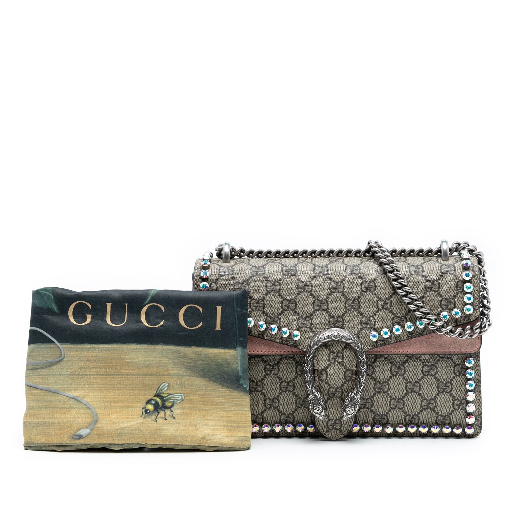 Gucci Medium GG Supreme Crystal Dionysus Shoulder Bag