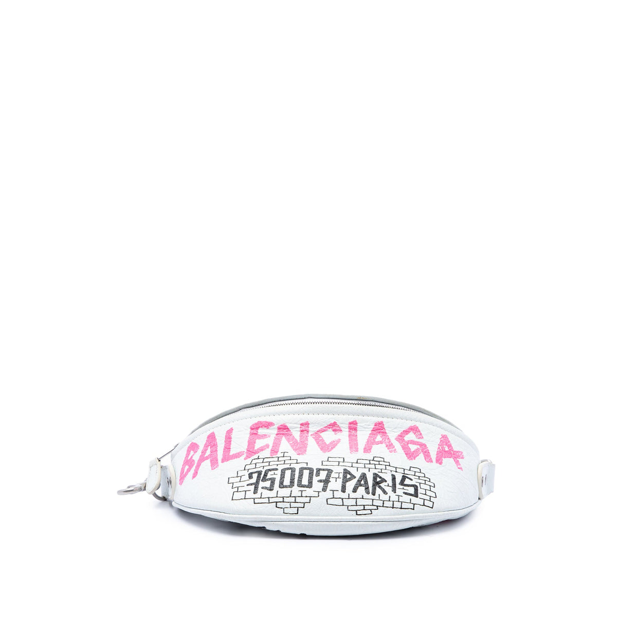 Balenciaga Lambskin Souvenir Graffiti Belt Bag XXS — White