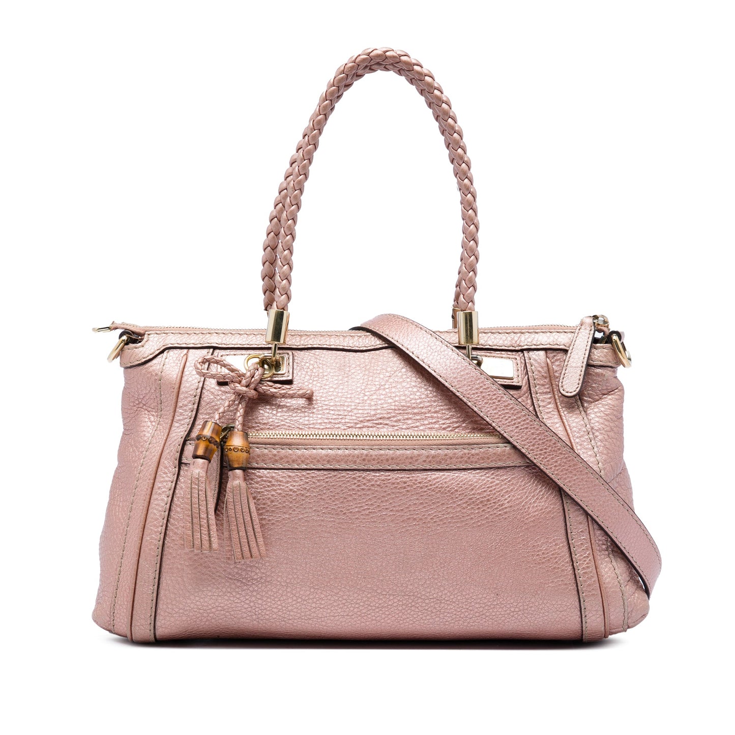 Gucci Metallic Pebbled Calfskin Bella Satchel
