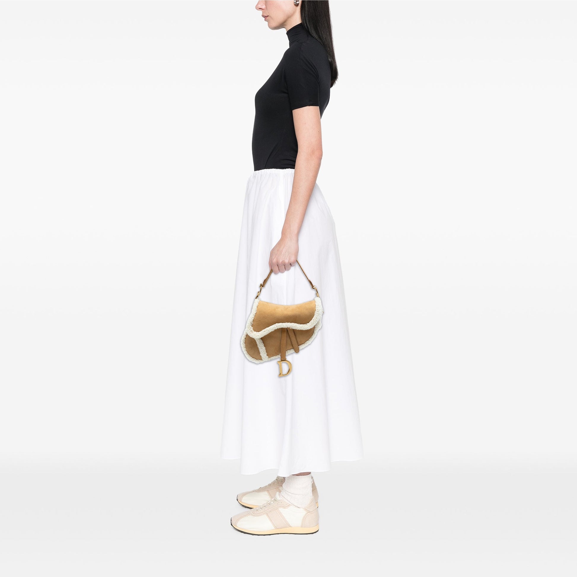 Dior Shearling Suede Saddle Bag