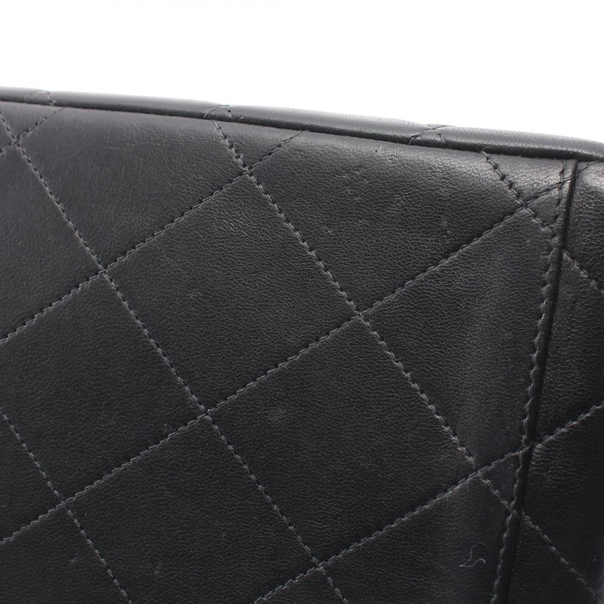 Chanel CC Quilted Lambskin Straight Flap Shoulder Bag — Black