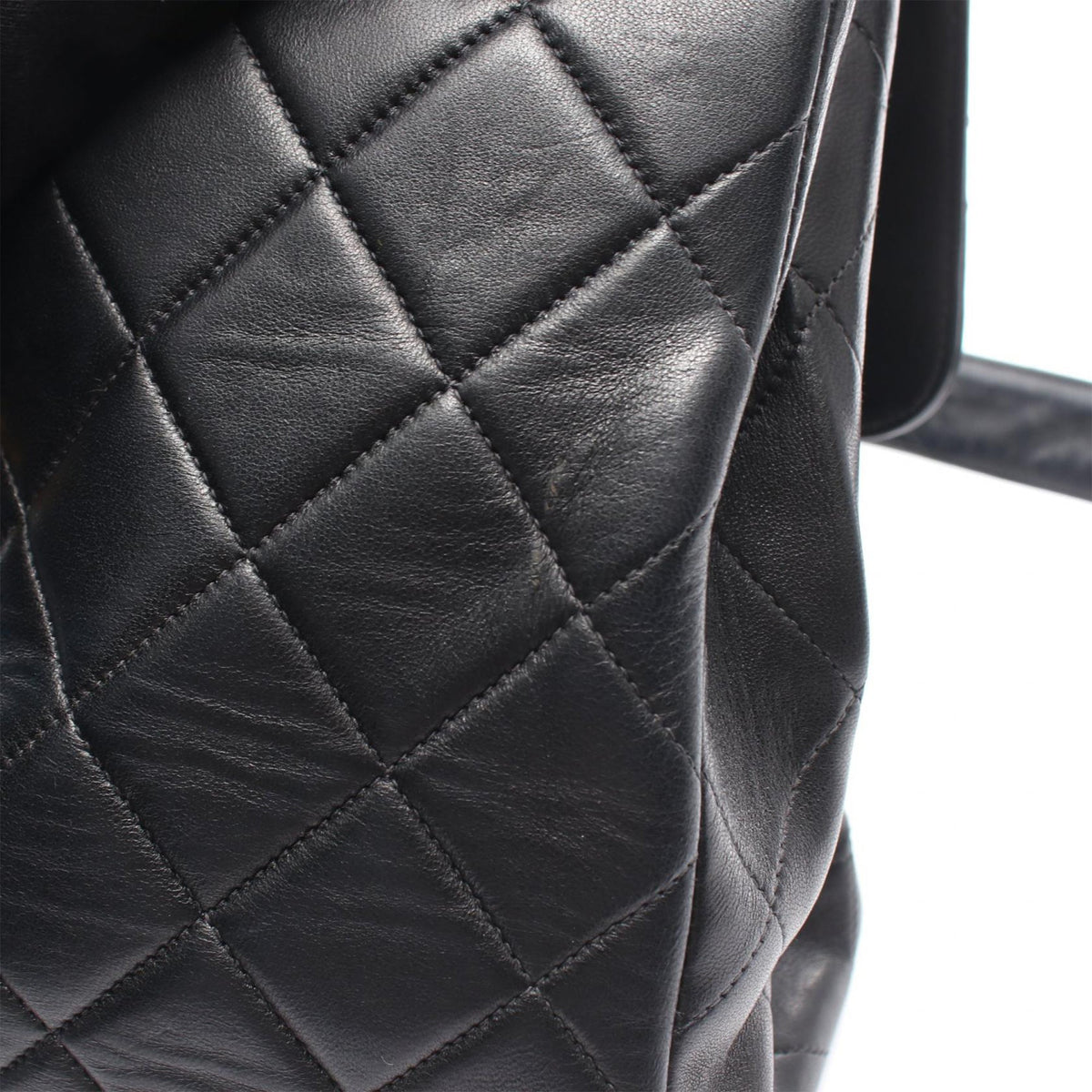Chanel CC Quilted Lambskin Straight Flap Shoulder Bag — Black