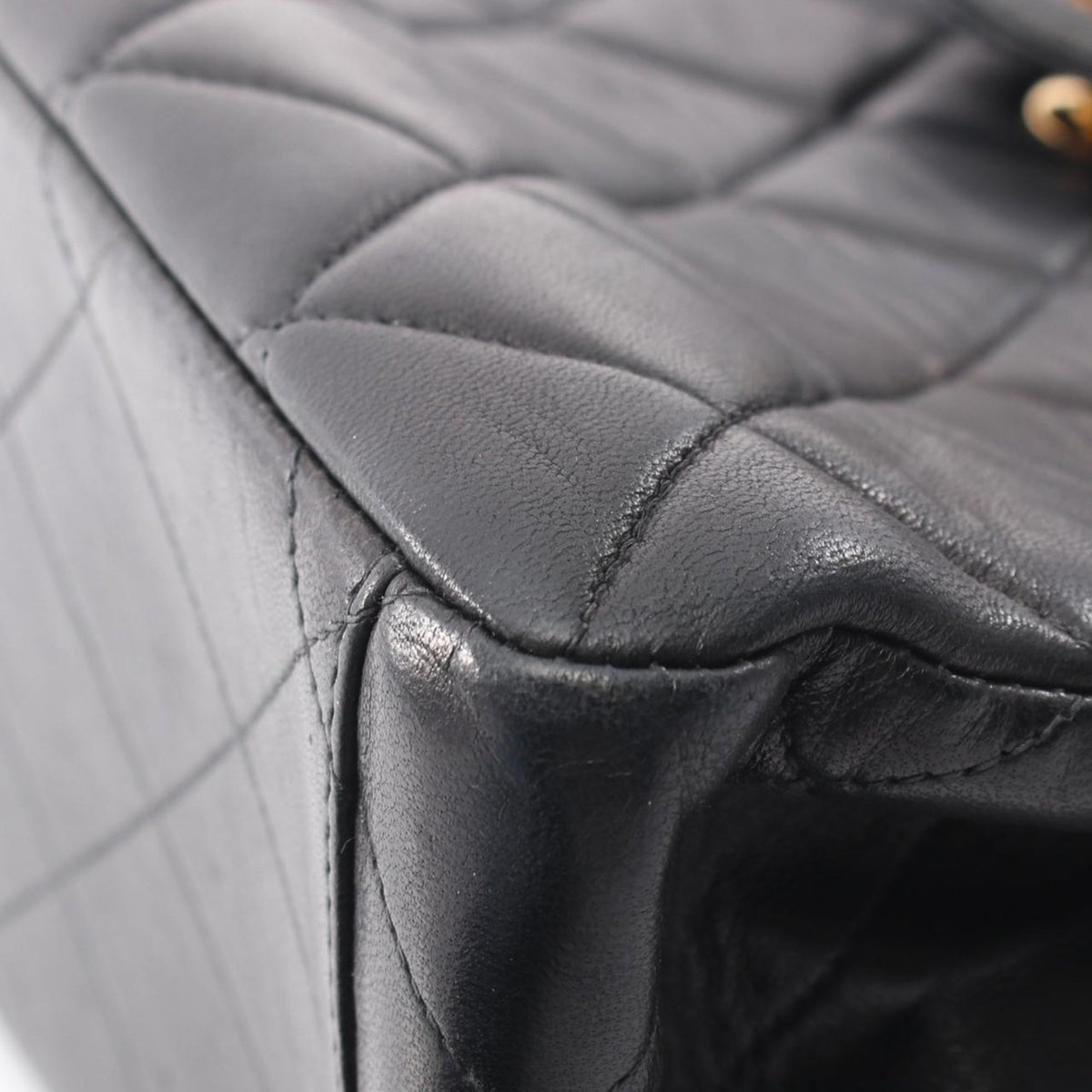 Chanel CC Quilted Lambskin Straight Flap Shoulder Bag — Black