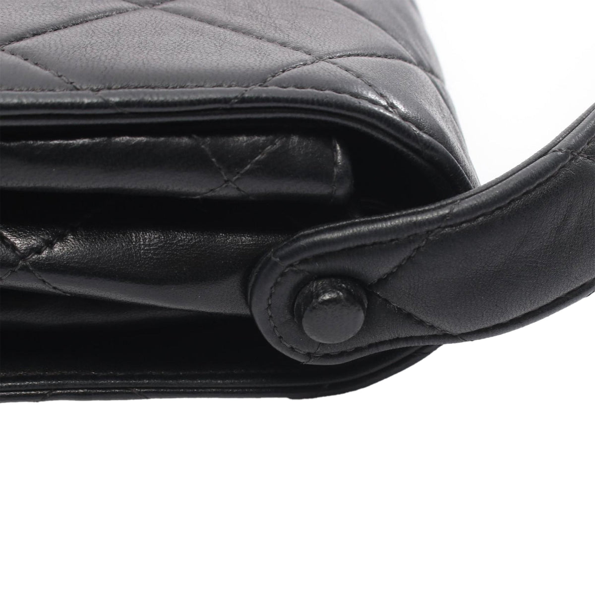Chanel CC Quilted Lambskin Straight Flap Shoulder Bag — Black