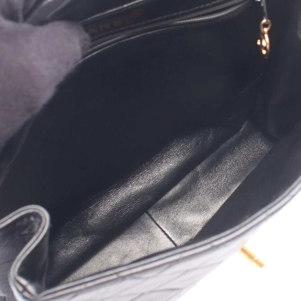 Chanel CC Quilted Lambskin Straight Flap Shoulder Bag — Black