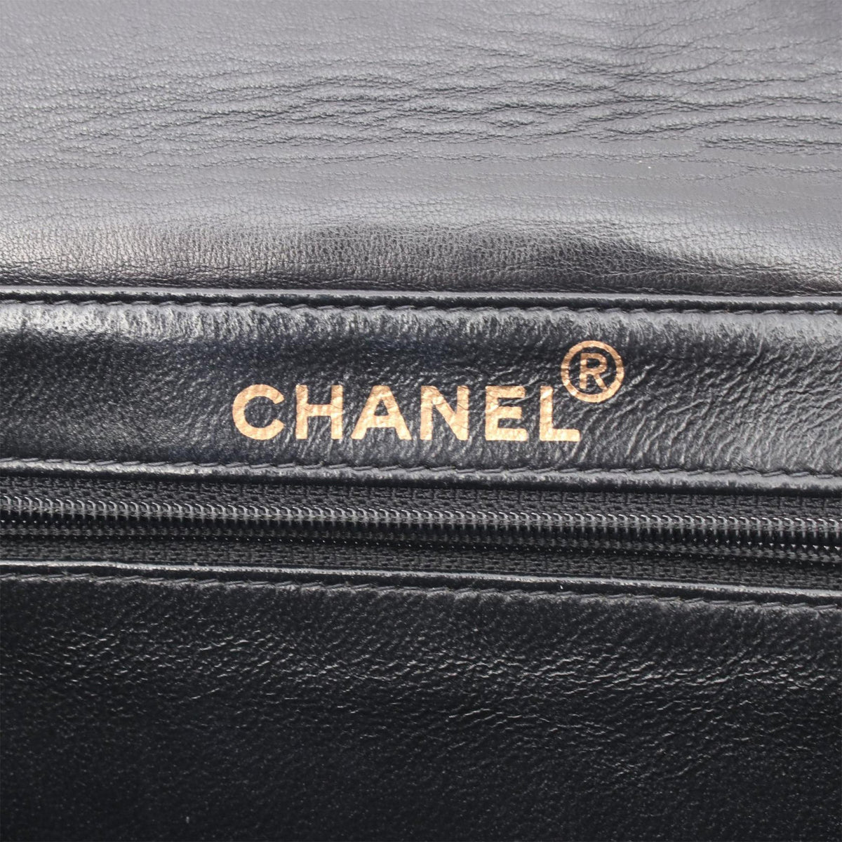 Chanel CC Quilted Lambskin Straight Flap Shoulder Bag — Black