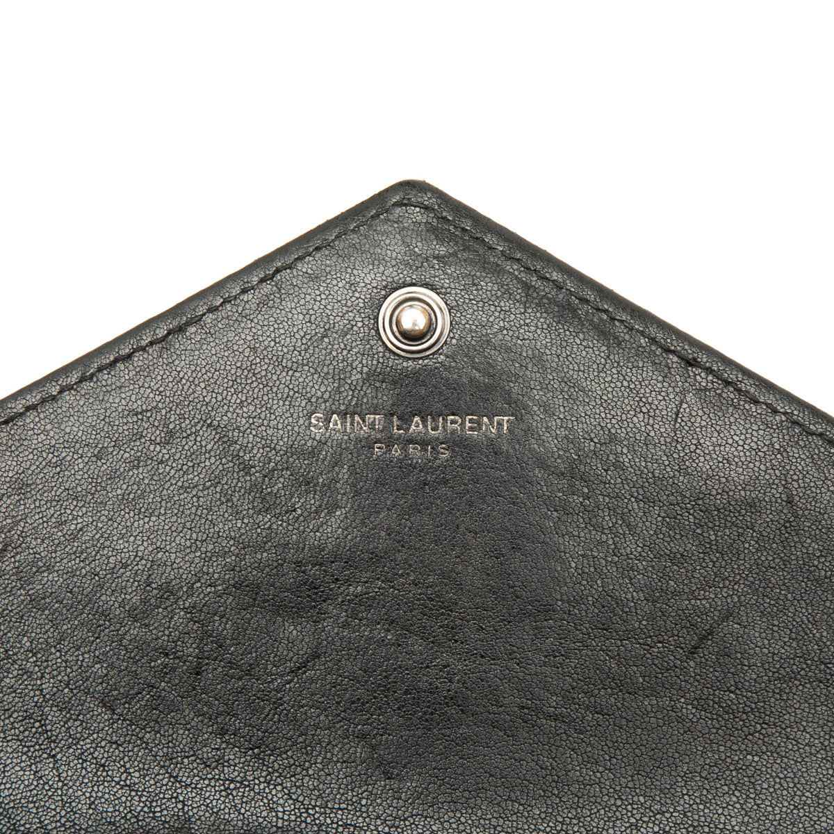 Saint Laurent Sheepskin Triquilt Monogram Charms Envelope Wallet on Chain — Black