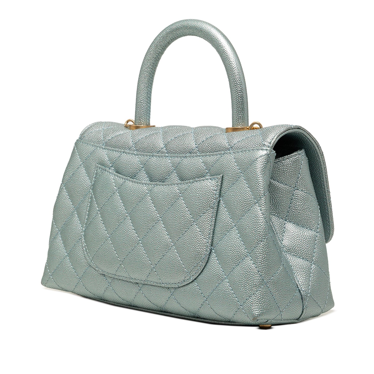 Chanel Mini Metallic Caviar Coco Top Handle Bag