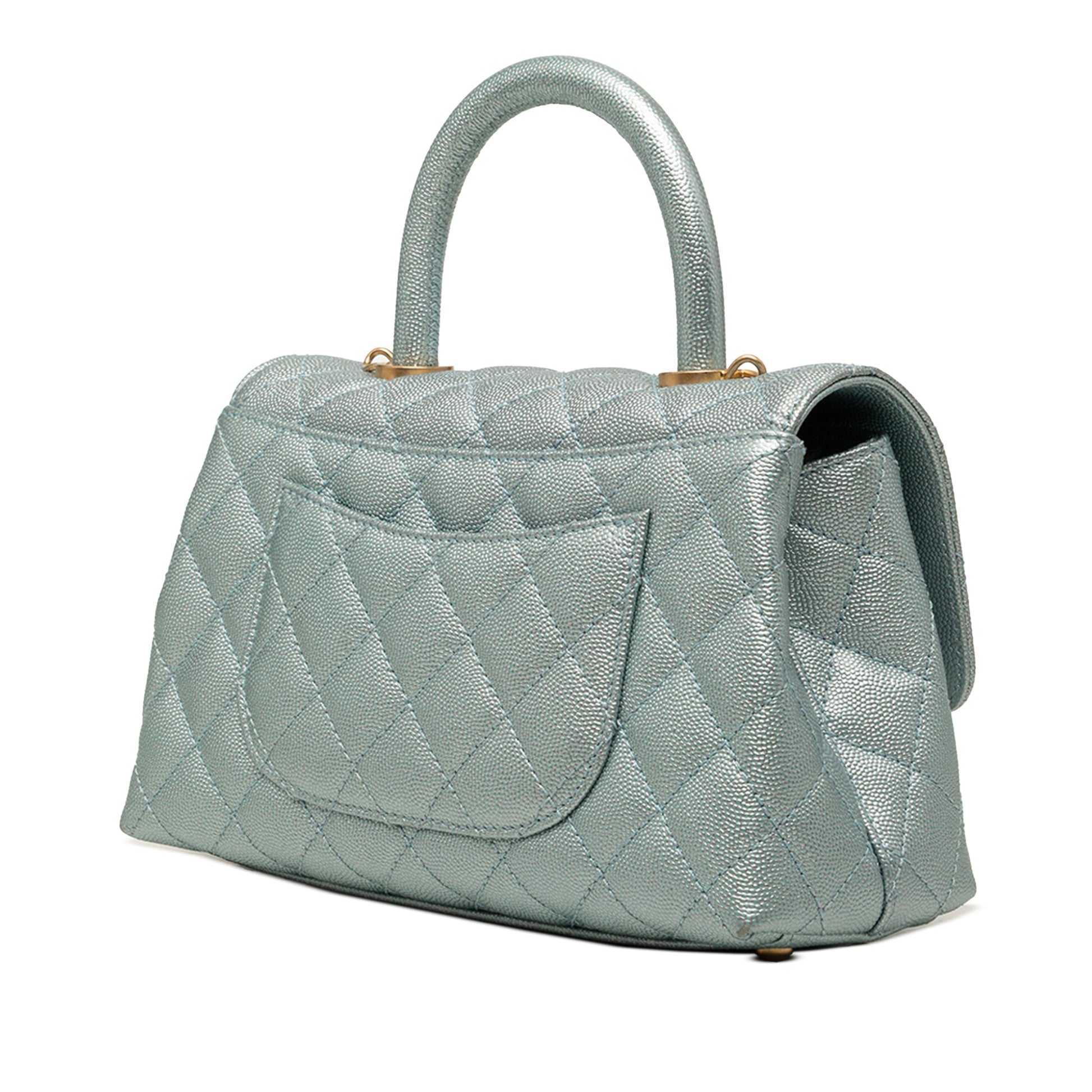 Chanel Mini Metallic Caviar Coco Top Handle Bag