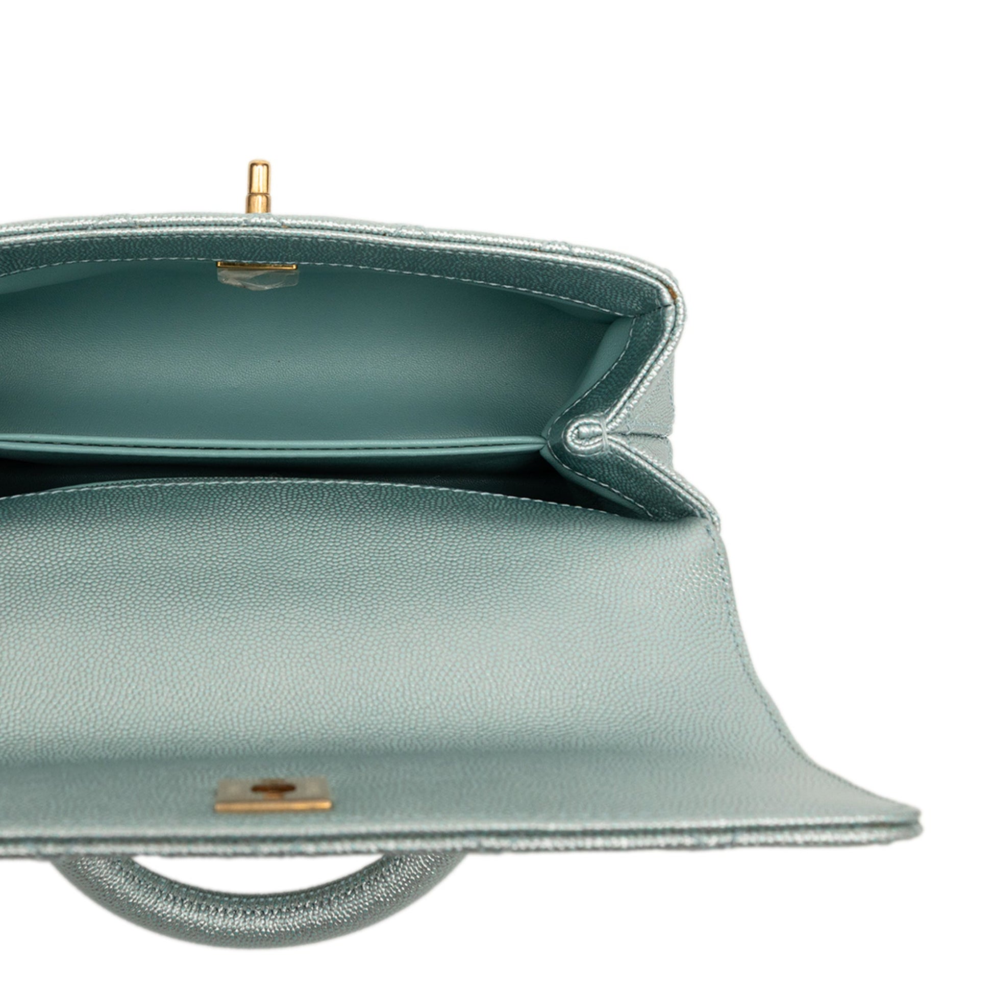 Chanel Mini Metallic Caviar Coco Top Handle Bag