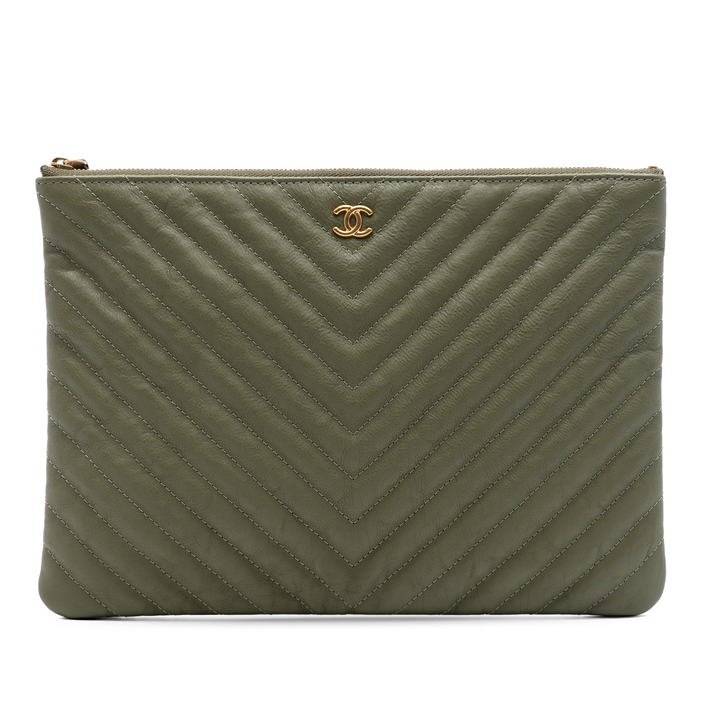 Chanel Medium Chevron Calfskin O Case Clutch