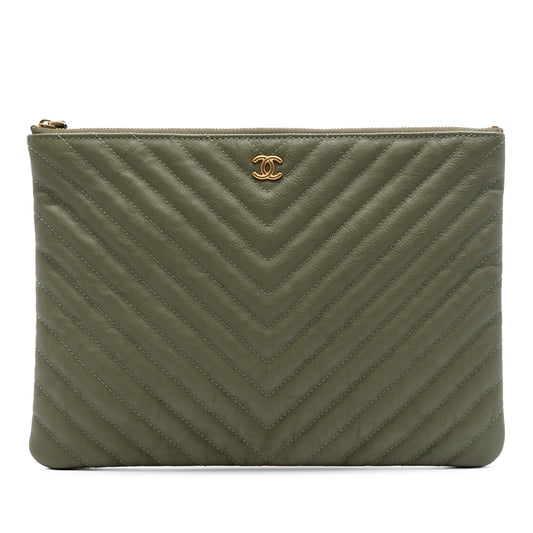 Chanel Medium Chevron Calfskin O Case Clutch