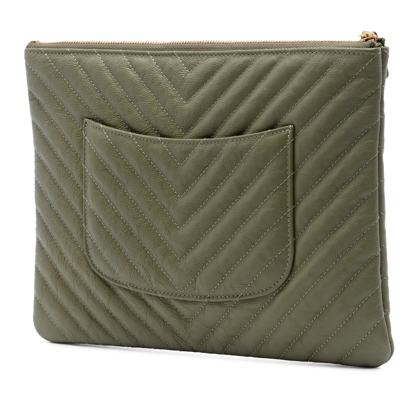Chanel Medium Chevron Calfskin O Case Clutch