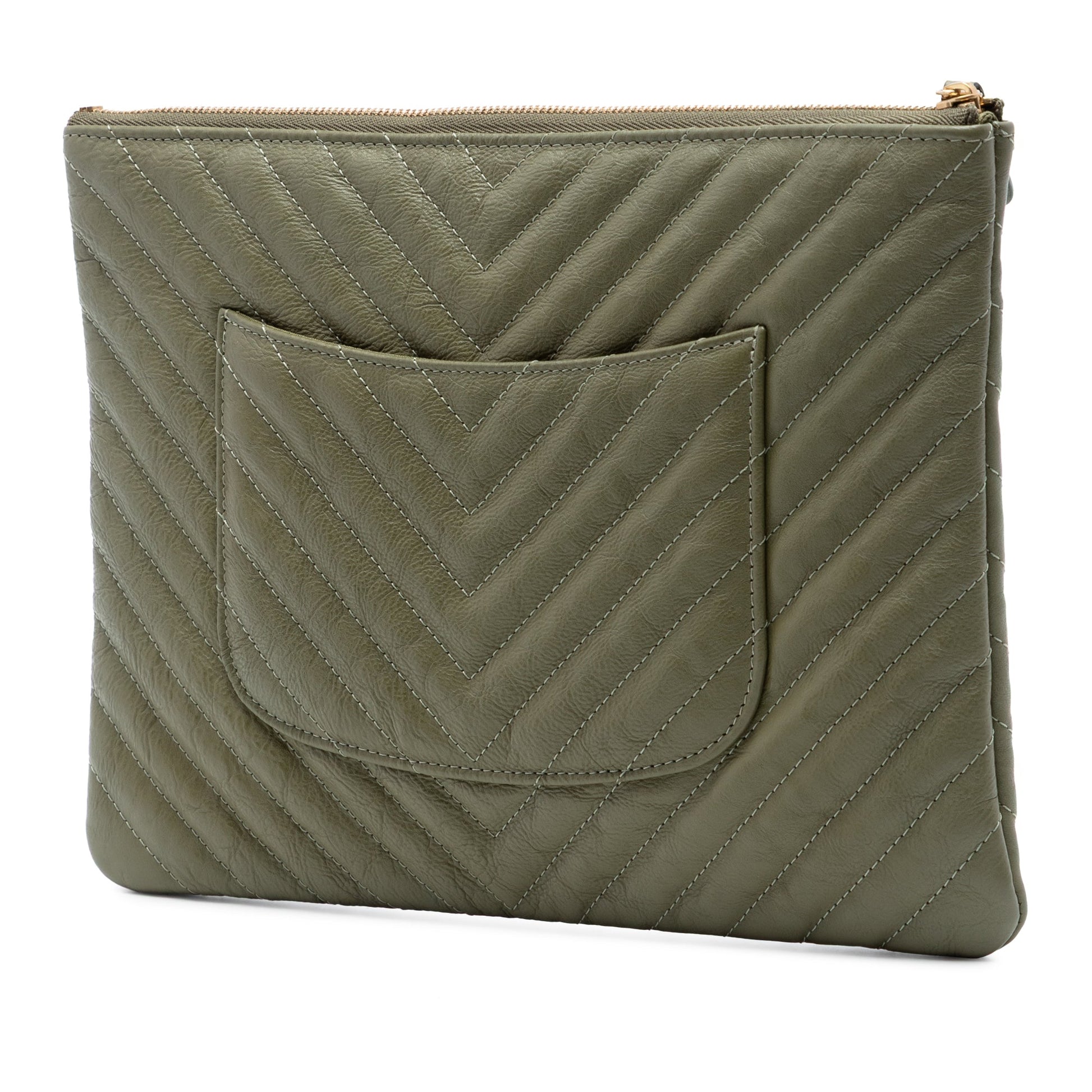 Chanel Medium Chevron Calfskin O Case Clutch