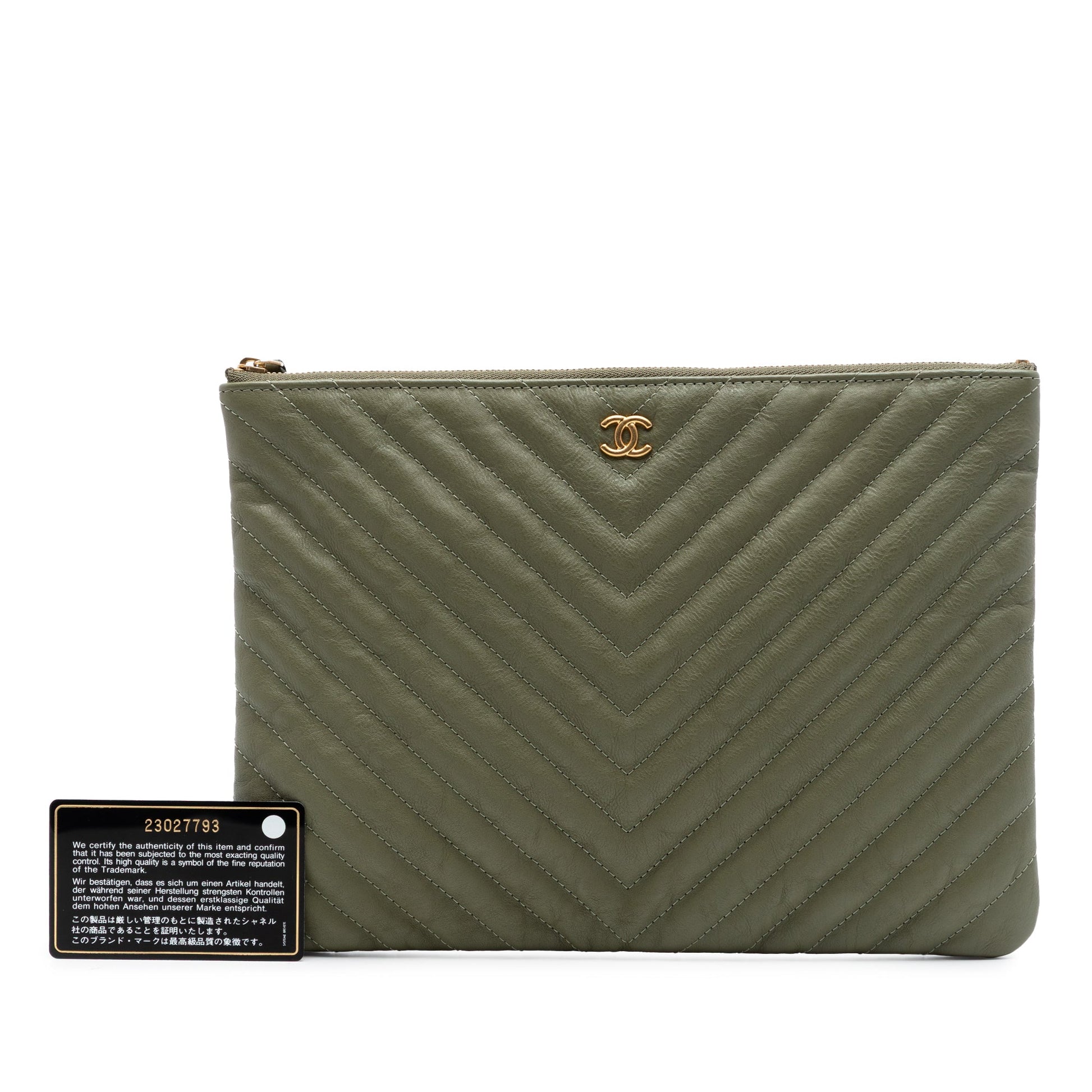 Chanel Medium Chevron Calfskin O Case Clutch