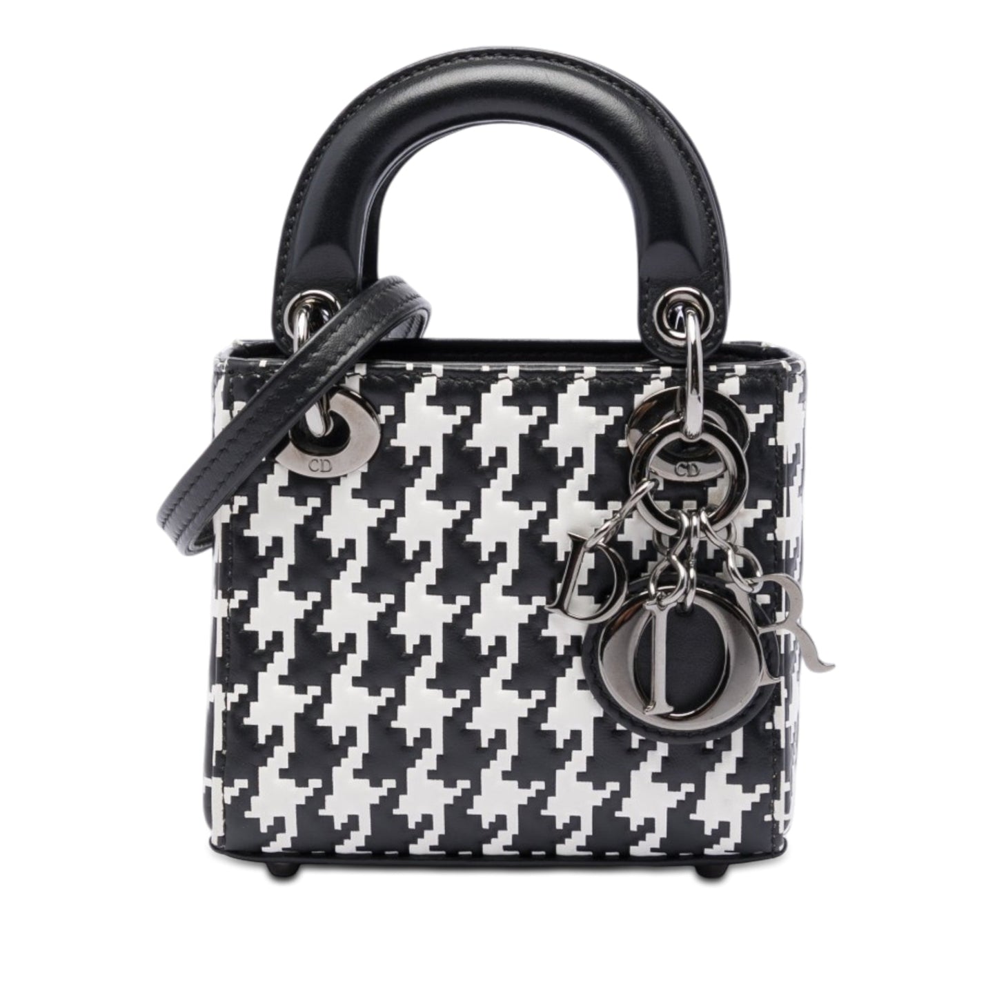 Dior Micro Calfskin Houndstooth Embossed Macro Lady Dior